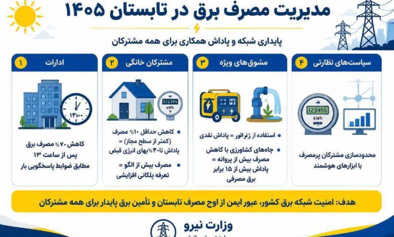 مدیریت مصرف برق در تابستان 1405